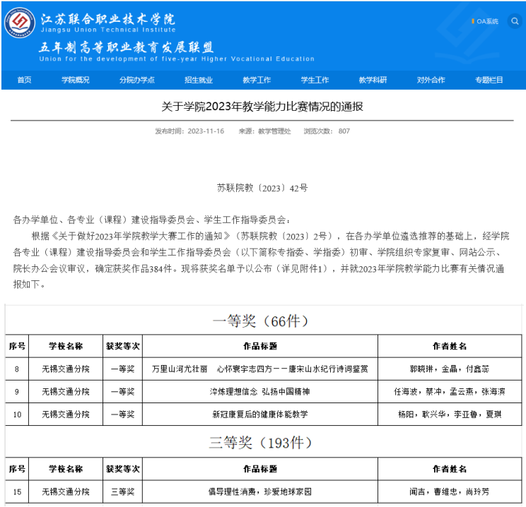 喜报——基础教学部3个团队在联院教学能力比赛中荣获一等奖